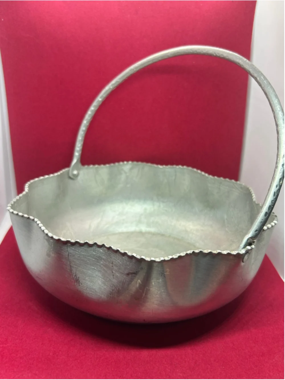 Barricini Silver Metal Floral Serving Basket One Size